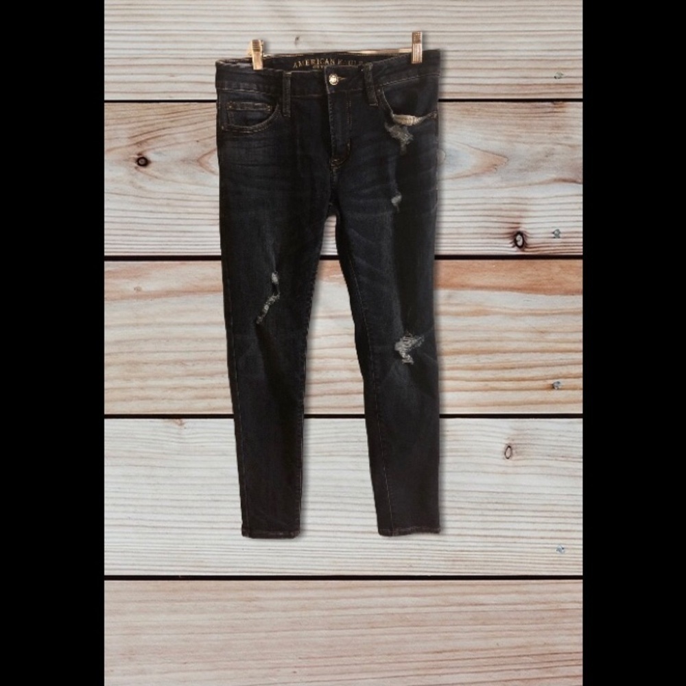 American Eagle AEO Extreme Flex Distressed Skinny Jean 30X31 Dark Stretch